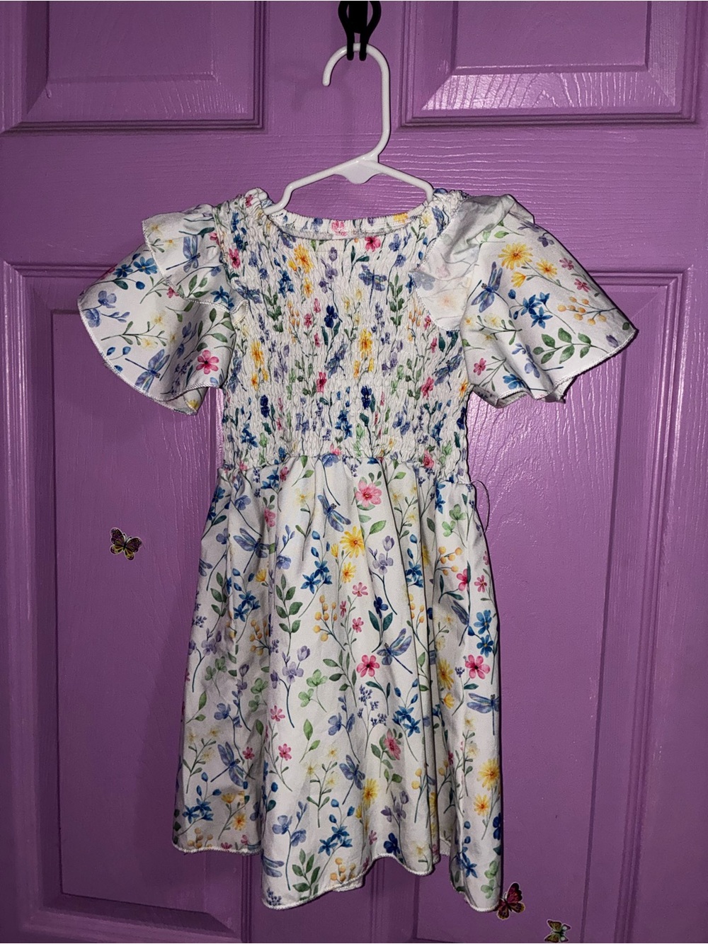 Read Description- 2 Dresses Girls White Floral Smocked Dress